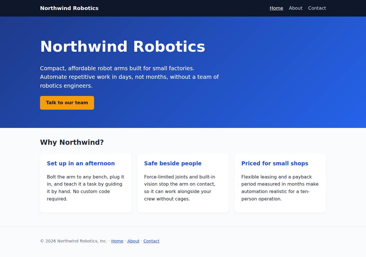 The home page, Static site on DigitalOcean